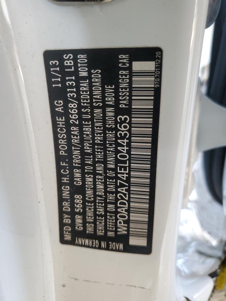 2014 Porsche Panamera S Hybrid VIN: WP0AD2A74EL044363 Lot: 82693505