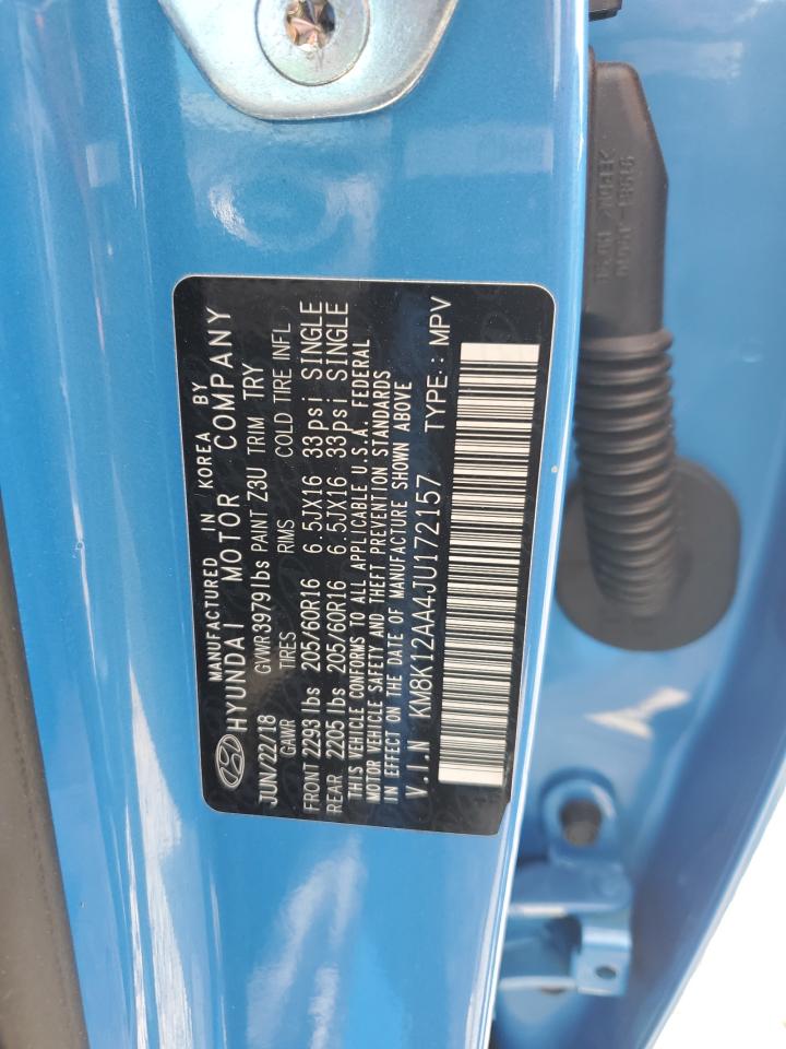 2018 Hyundai Kona Se VIN: KM8K12AA4JU172157 Lot: 85552005