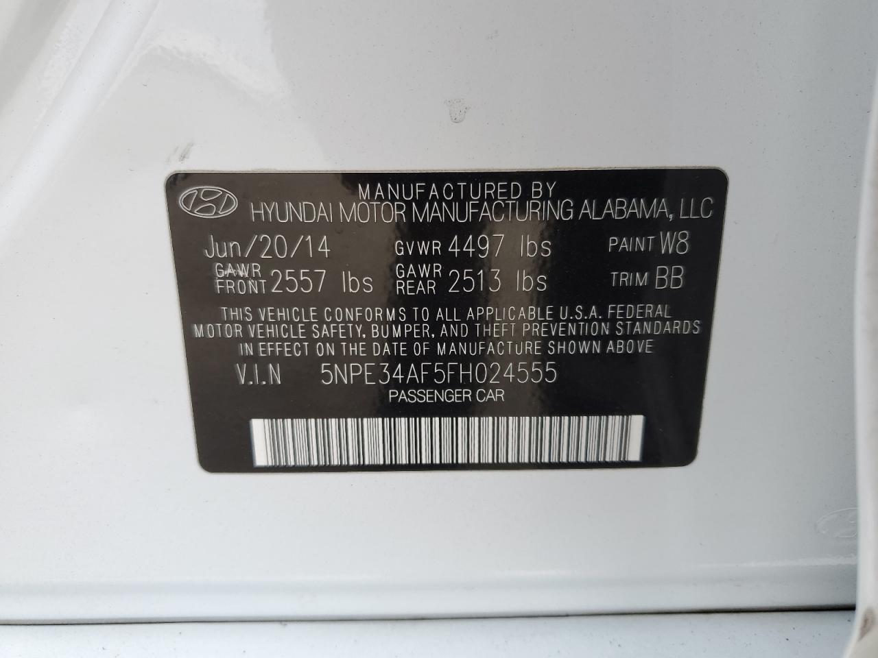 2015 Hyundai Sonata Sport VIN: 5NPE34AF5FH024555 Lot: 81915255