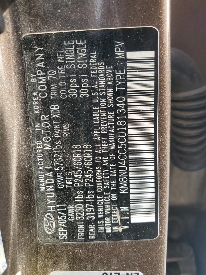 2012 Hyundai Veracruz Gls VIN: KM8NU4CC5CU181340 Lot: 85154155