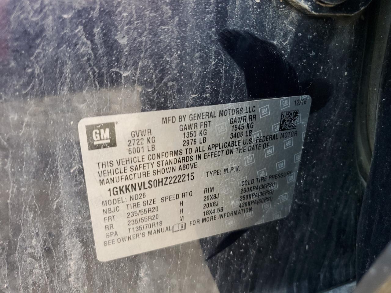 2017 GMC Acadia All Terrain VIN: 1GKKNVLS0HZ222215 Lot: 82375885