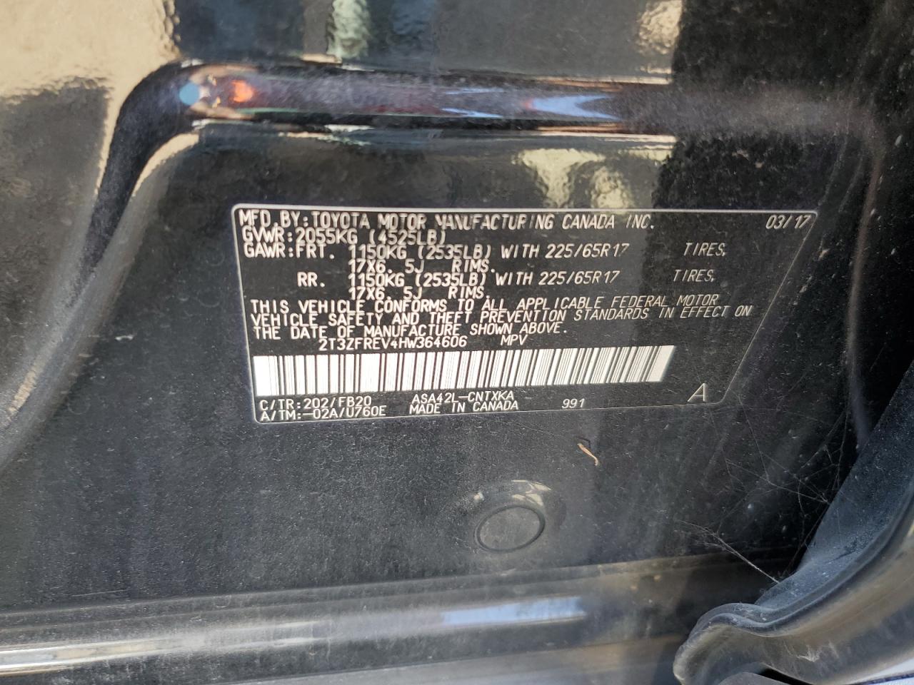 2017 Toyota Rav4 Le VIN: 2T3ZFREV4HW364606 Lot: 84965175