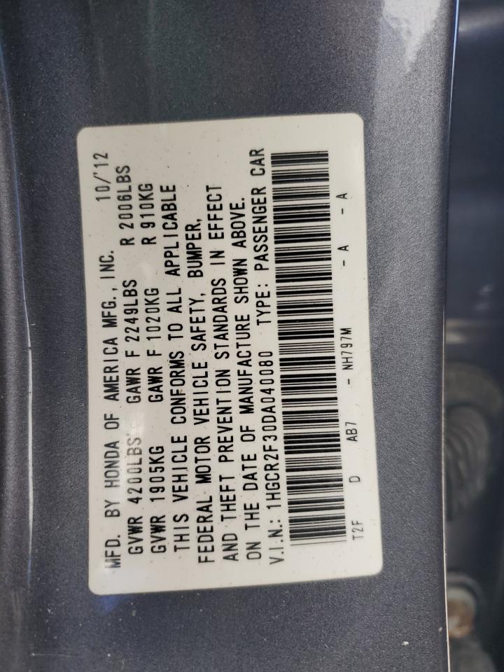 2013 Honda Accord Lx VIN: 1HGCR2F30DA040080 Lot: 90506725