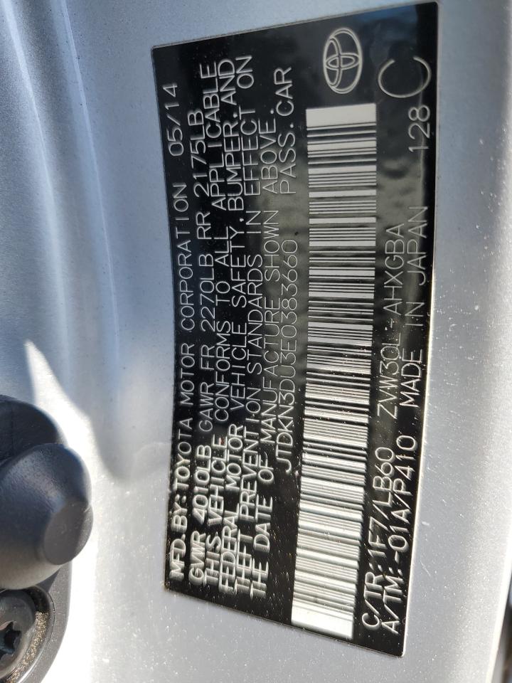 2014 Toyota Prius VIN: JTDKN3DU3E0383660 Lot: 85338525
