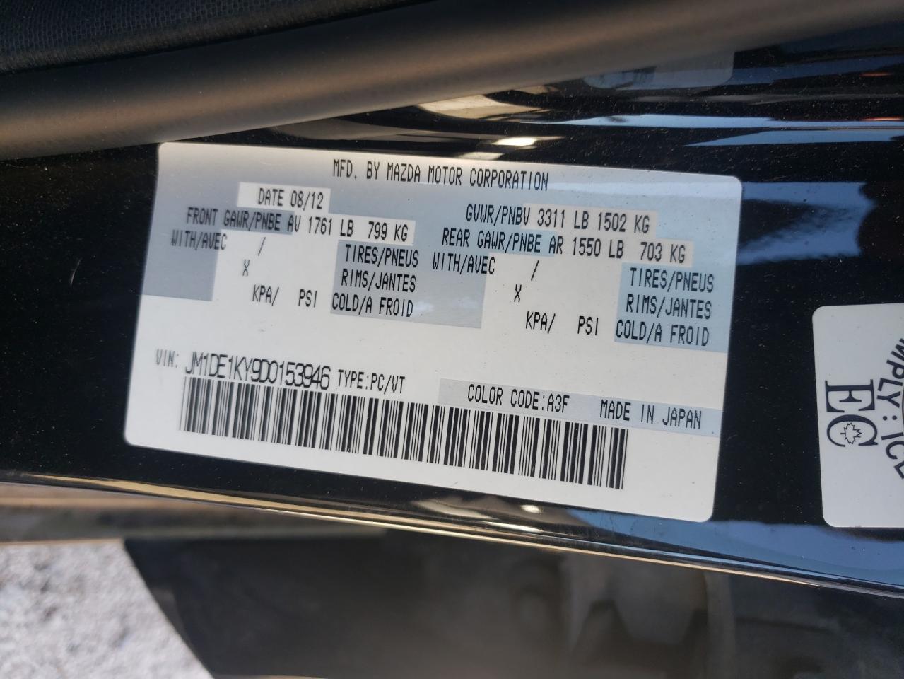 2013 Mazda Mazda2 VIN: JM1DE1KY9D0153946 Lot: 85087465