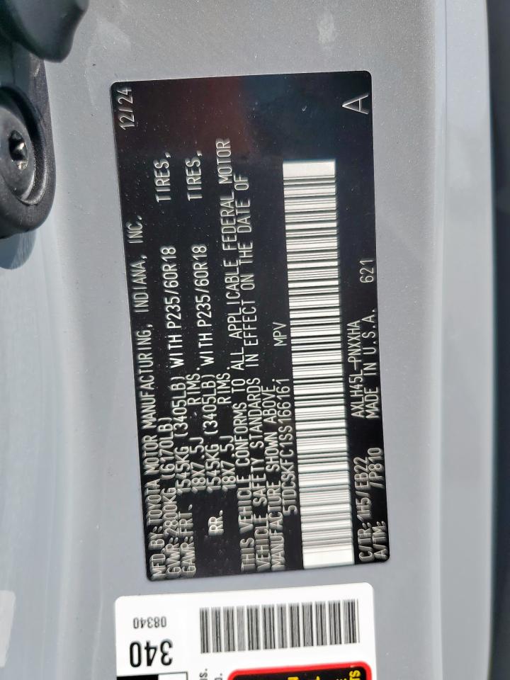 2025 Toyota Sienna Xse VIN: 5TDCSKFC1SS166161 Lot: 85940675