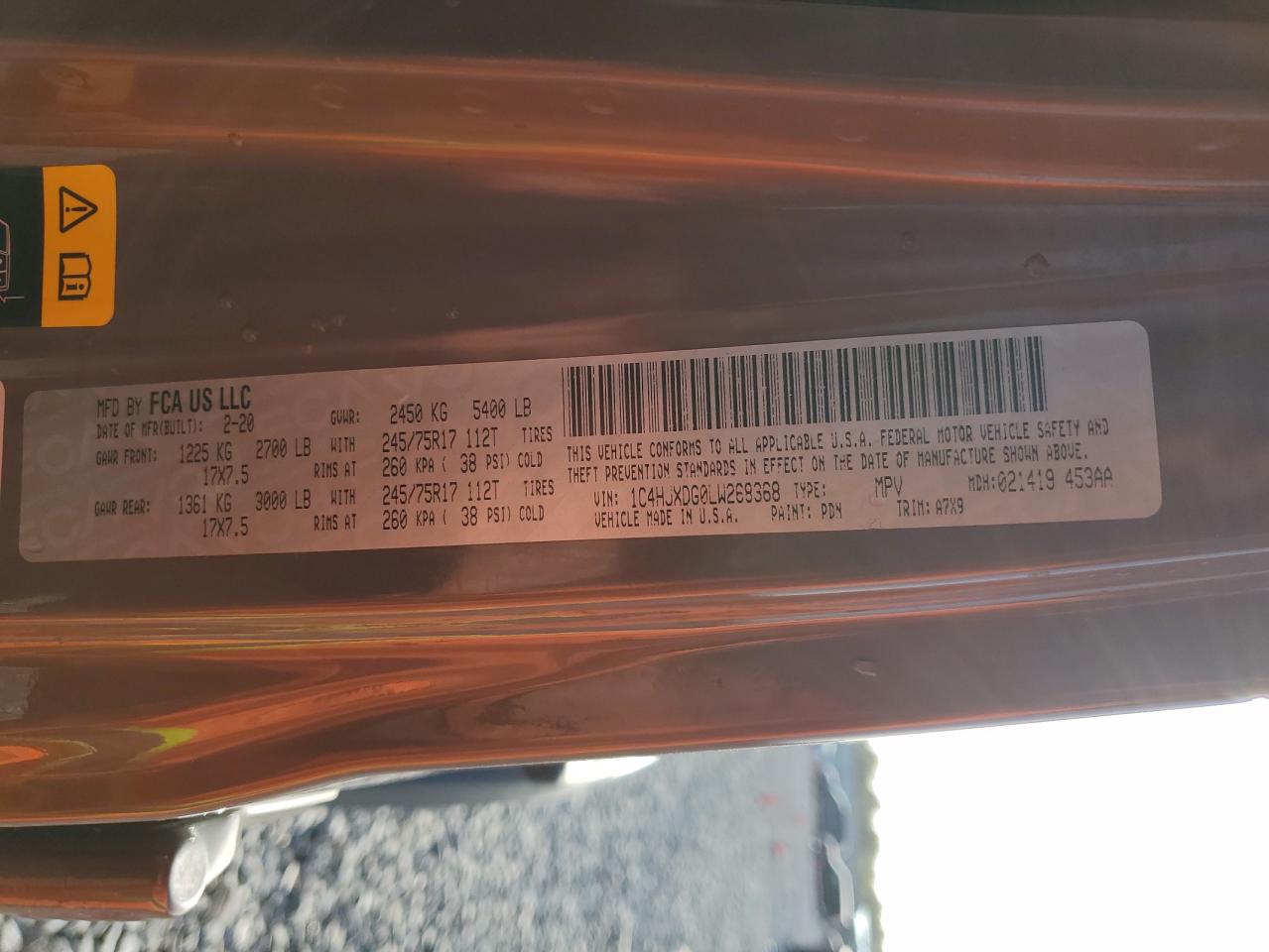 2020 Jeep Wrangler Unlimited Sport VIN: 1C4HJXDG0LW268368 Lot: 85286635
