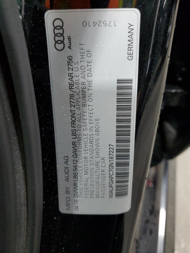 2016 Audi A6 Premium Plus VIN: WAUFGAFC7GN187227 Lot: 87313225