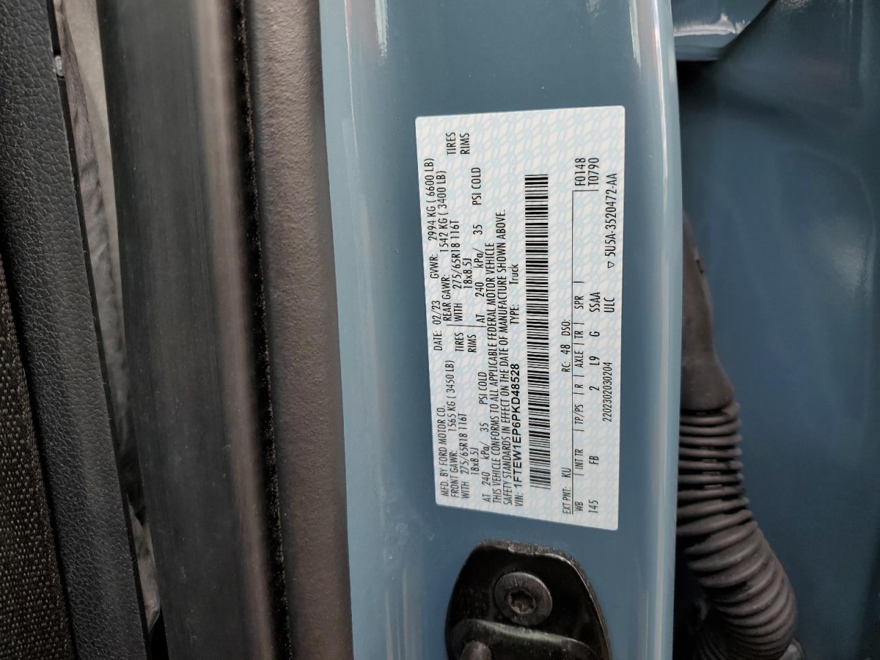 2023 Ford F150 Supercrew VIN: 1FTEW1EP6PKD48528 Lot: 89630345