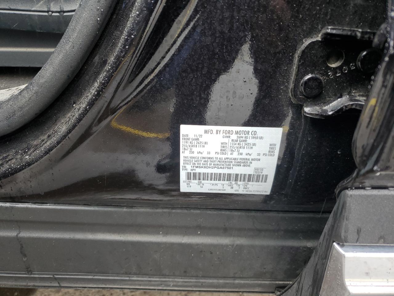 2023 Ford Explorer Xlt VIN: 1FMSK8DH2PGA07501 Lot: 85076915