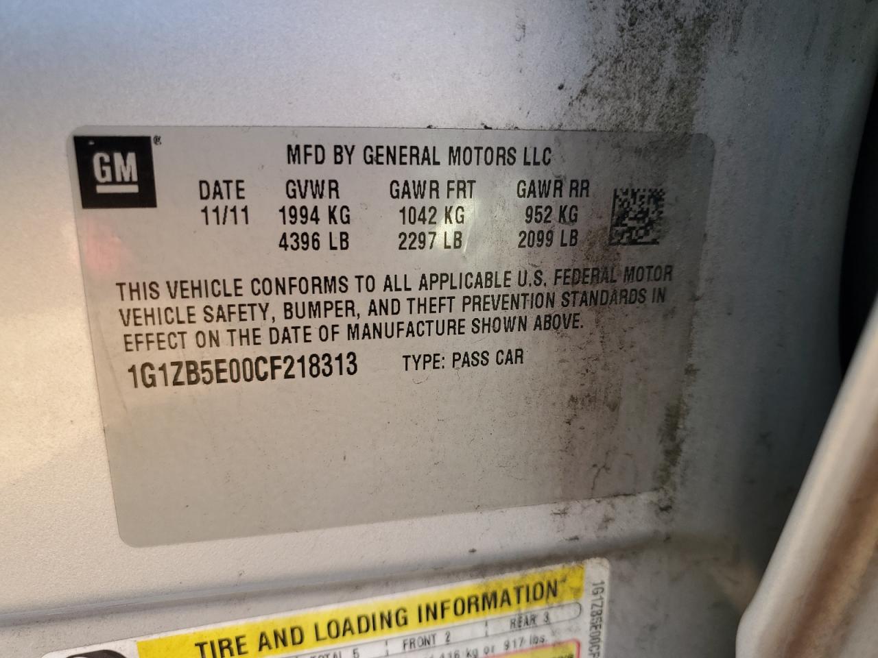 2012 Chevrolet Malibu Ls VIN: 1G1ZB5E00CF218313 Lot: 84244985