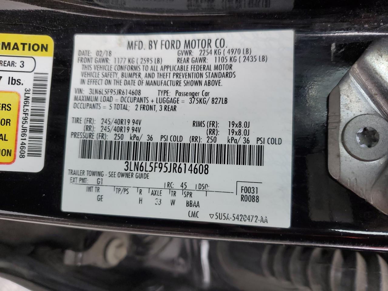 2018 Lincoln Mkz Reserve VIN: 3LN6L5F95JR614608 Lot: 89873555