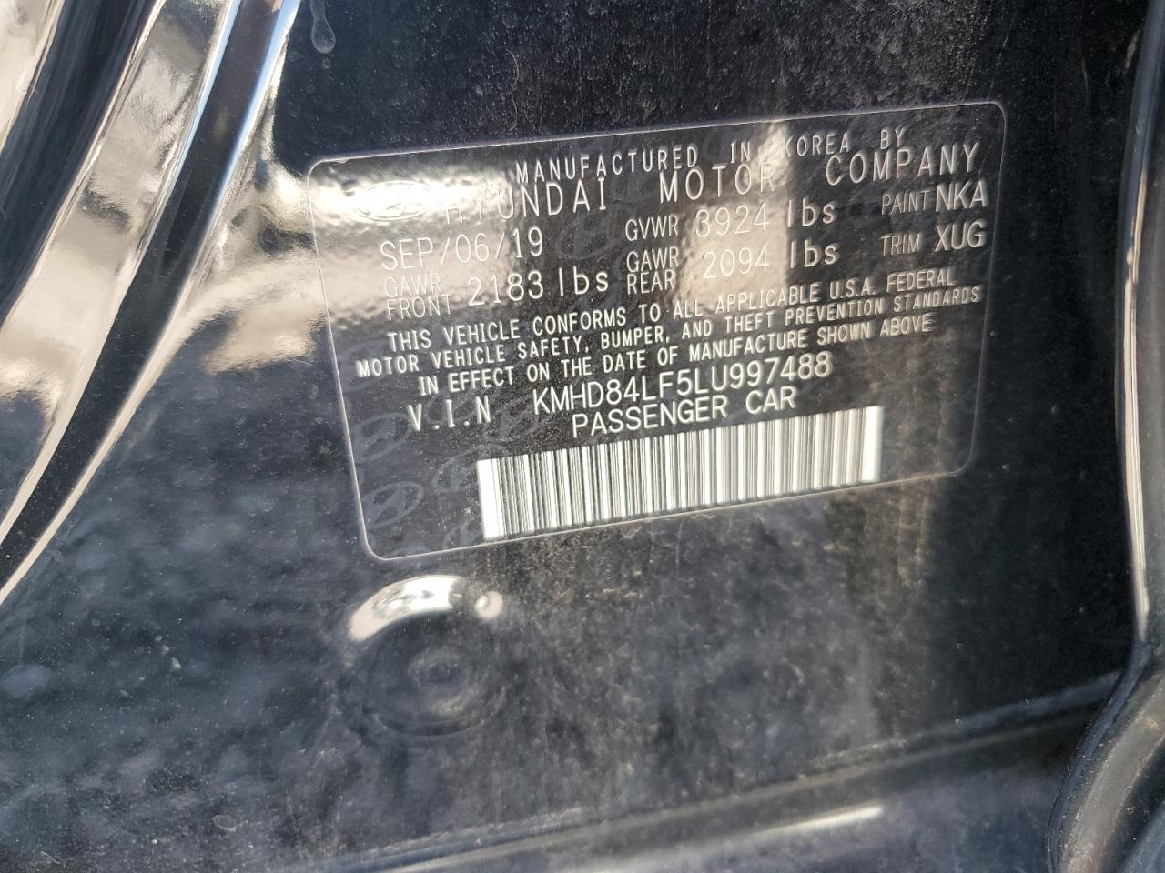 2020 Hyundai Elantra Sel VIN: KMHD84LF5LU997488 Lot: 86339955