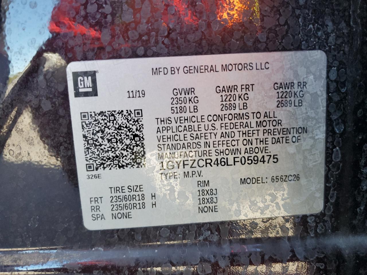 2020 Cadillac Xt4 Premium Luxury VIN: 1GYFZCR46LF059475 Lot: 87234805