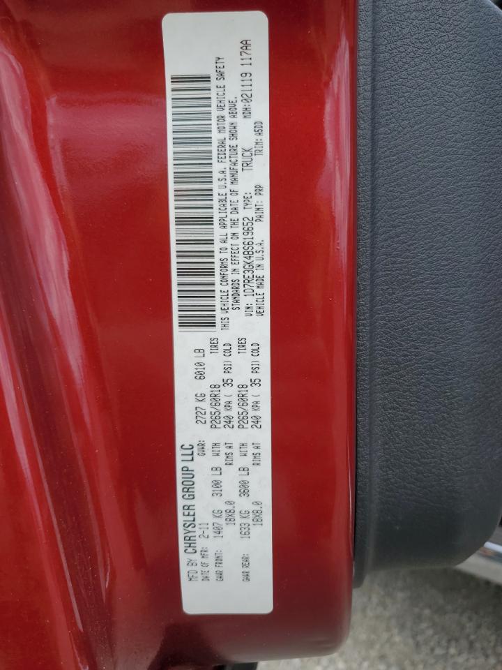 2011 Dodge Dakota Slt VIN: 1D7RE3GK4BS619652 Lot: 85518355