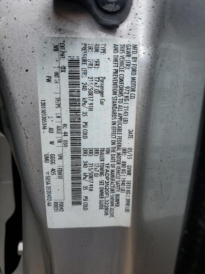 2015 Ford Focus Titanium VIN: 1FADP3N20FL322806 Lot: 85691965