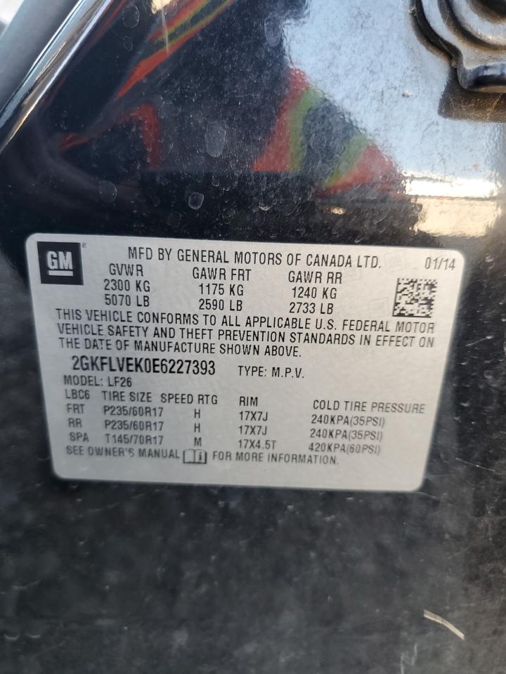 2014 GMC Terrain Sle VIN: 2GKFLVEK0E6227393 Lot: 86196295