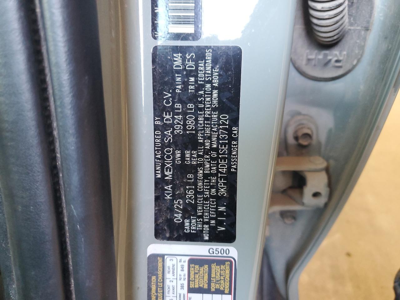 2025 Kia K4 Lx VIN: 3KPFT4DE1SE137120 Lot: 85179025