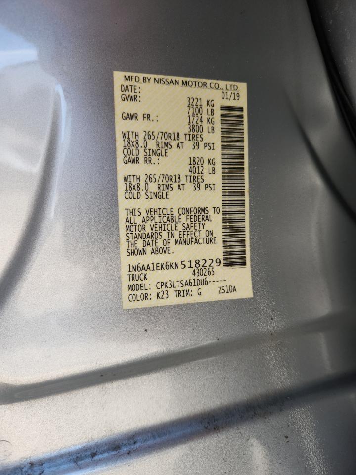 2019 Nissan Titan S VIN: 1N6AA1EK6KN518229 Lot: 84435145