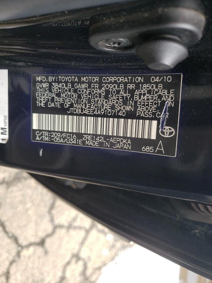 2010 Toyota Corolla Base VIN: JTDBU4EE4A9107140 Lot: 85517135