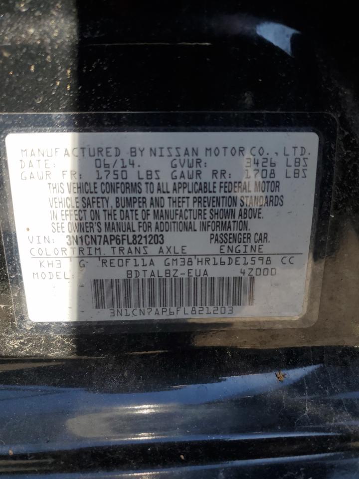 2015 Nissan Versa S VIN: 3N1CN7AP6FL821203 Lot: 82291445