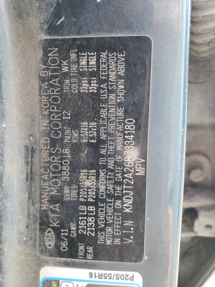 2011 Kia Soul + VIN: KNDJT2A26B7334180 Lot: 85181425