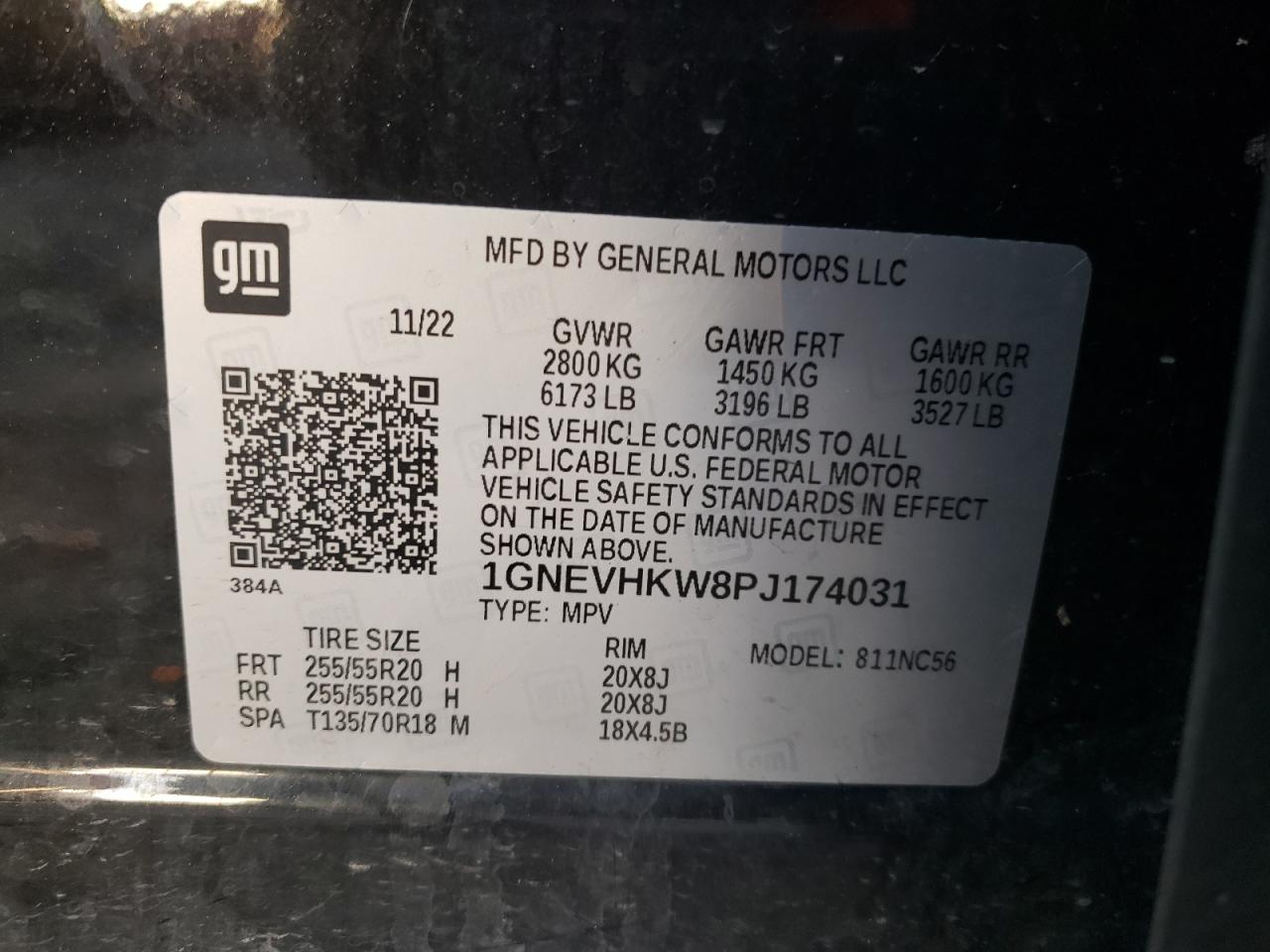 2023 Chevrolet Traverse Lt VIN: 1GNEVHKW8PJ174031 Lot: 84859635