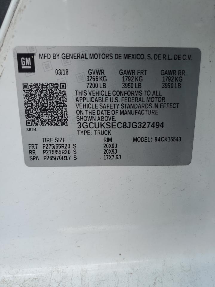 2018 Chevrolet Silverado K1500 Ltz VIN: 3GCUKSEC8JG327494 Lot: 81944665