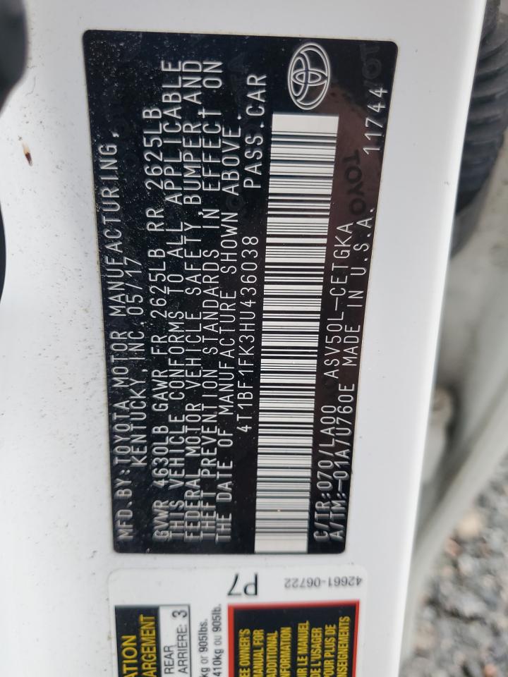 2017 Toyota Camry Le VIN: 4T1BF1FK3HU436038 Lot: 86299505