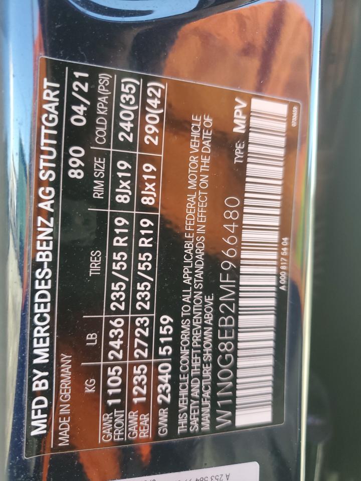 2021 Mercedes-Benz Glc 300 4Matic VIN: W1N0G8EB2MF966480 Lot: 87392085