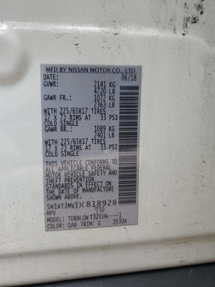 2018 Nissan Rogue S VIN: 5N1AT2MV3JC818928 Lot: 86105365