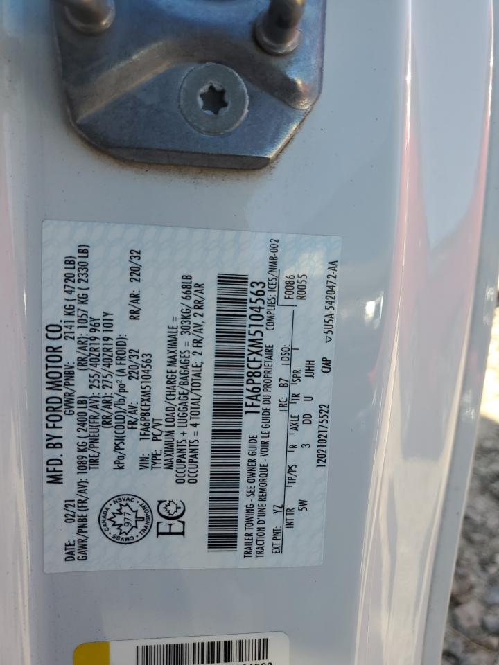 2021 Ford Mustang Gt VIN: 1FA6P8CFXM5104563 Lot: 85527675