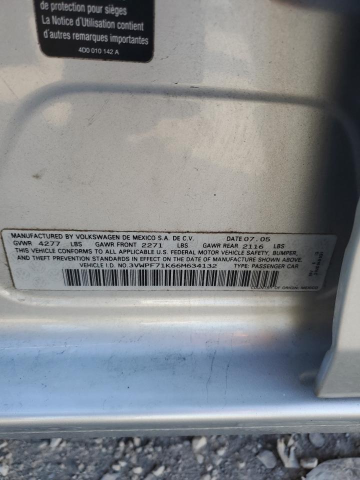 2006 Volkswagen Jetta Value VIN: 3VWPF71K66M634132 Lot: 84732985