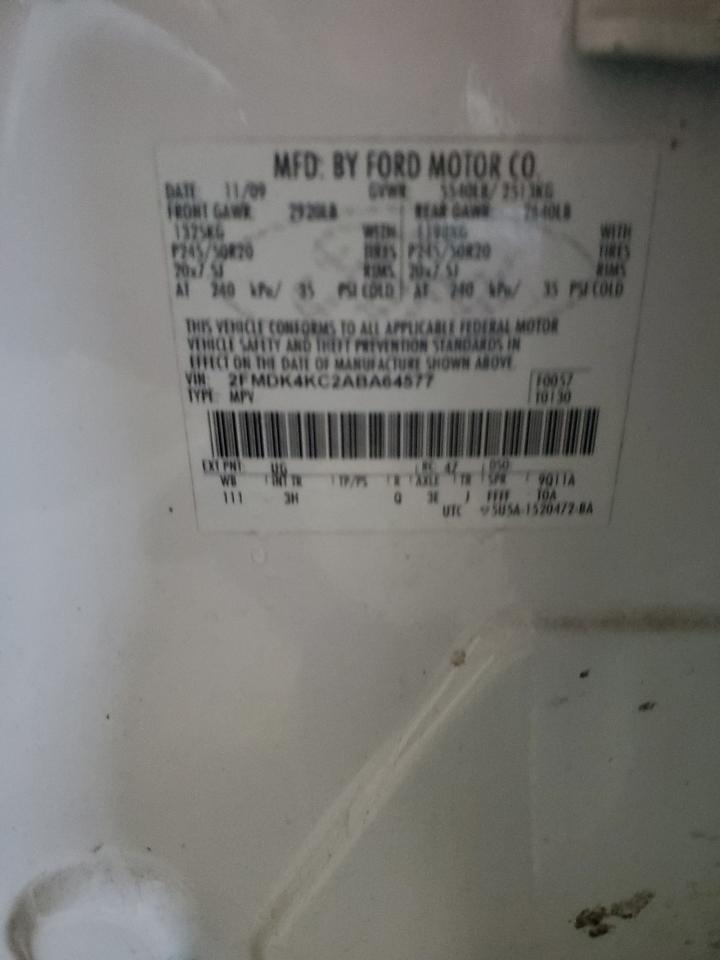 2010 Ford Edge Limited VIN: 2FMDK4KC2ABA64577 Lot: 82258215