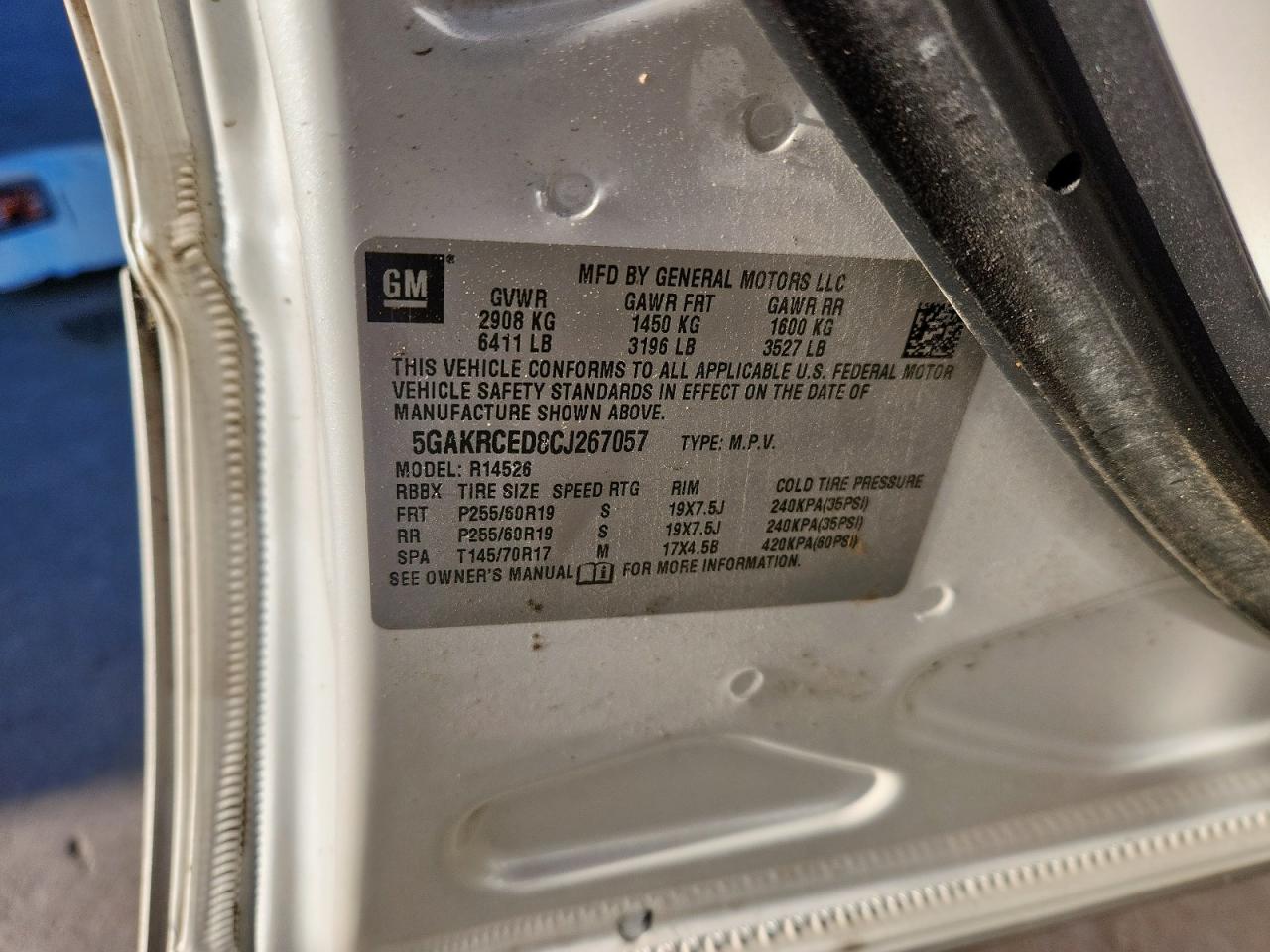 2012 Buick Enclave VIN: 5GAKRCED8CJ267057 Lot: 90027295