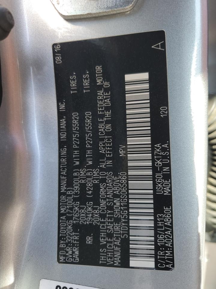 2016 Toyota Sequoia Platinum VIN: 5TDYY5G11GS065860 Lot: 86326815