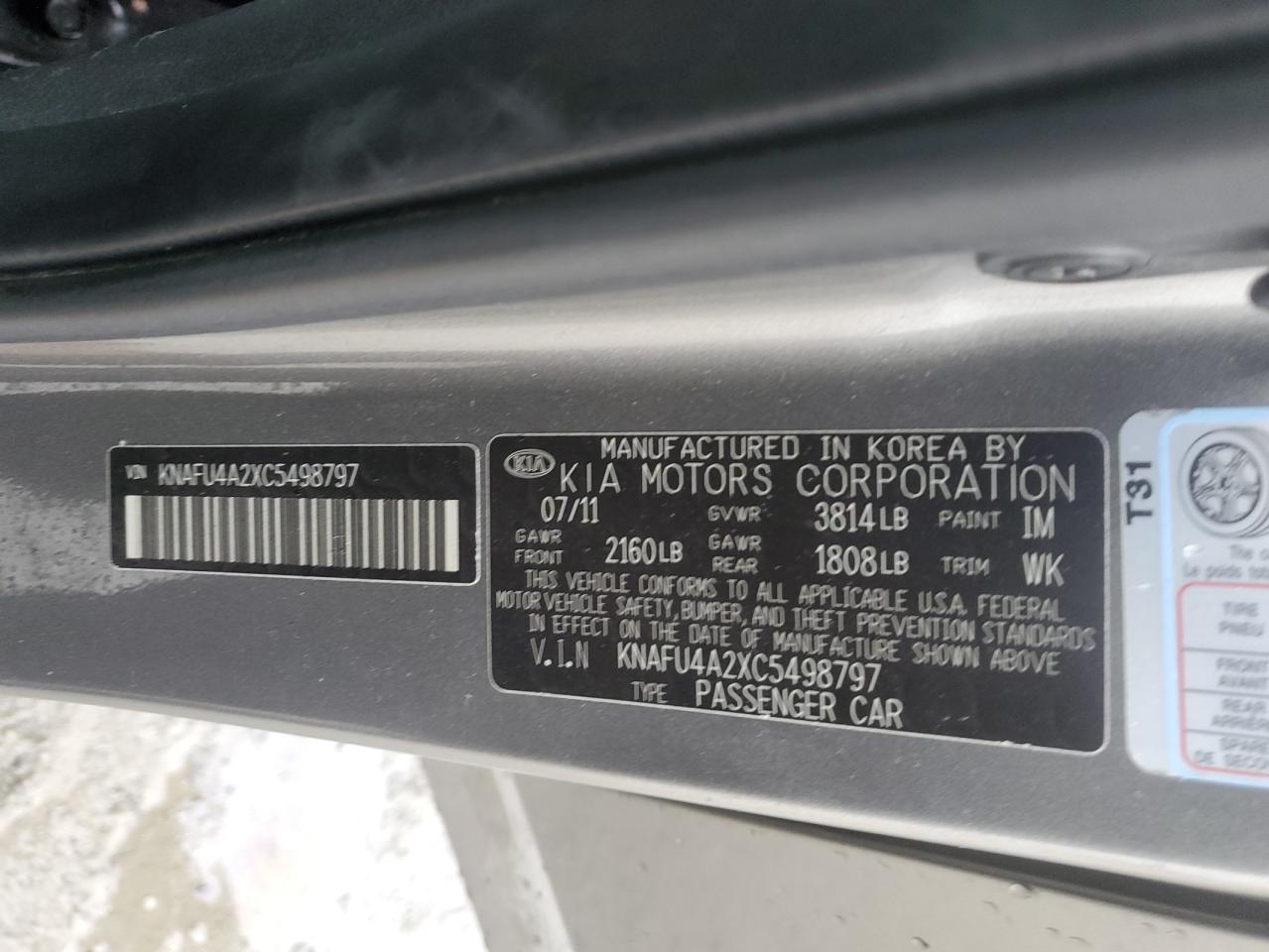 2012 Kia Forte Ex VIN: KNAFU4A2XC5498797 Lot: 90283895