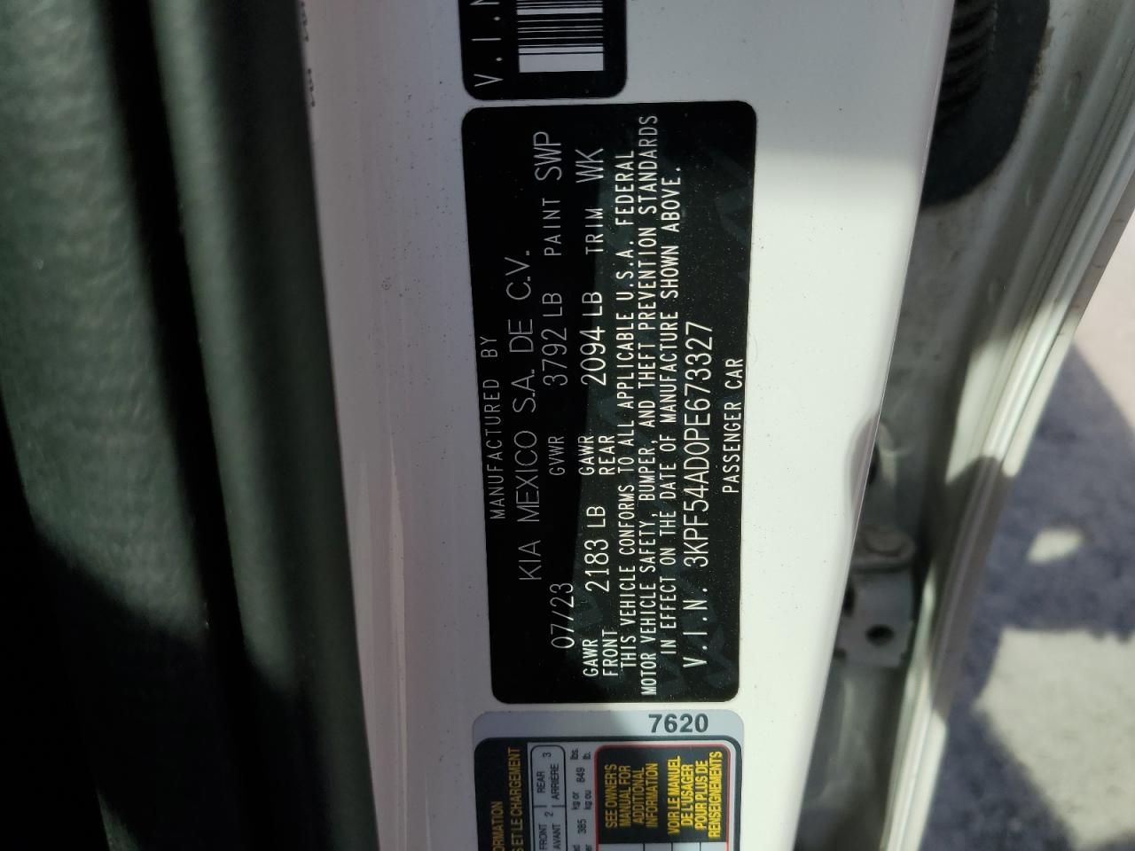 2023 Kia Forte Gt Line VIN: 3KPF54AD0PE673327 Lot: 85259745