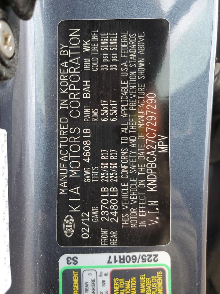 2012 Kia Sportage Lx VIN: KNDPBCA27C7297290 Lot: 85530925