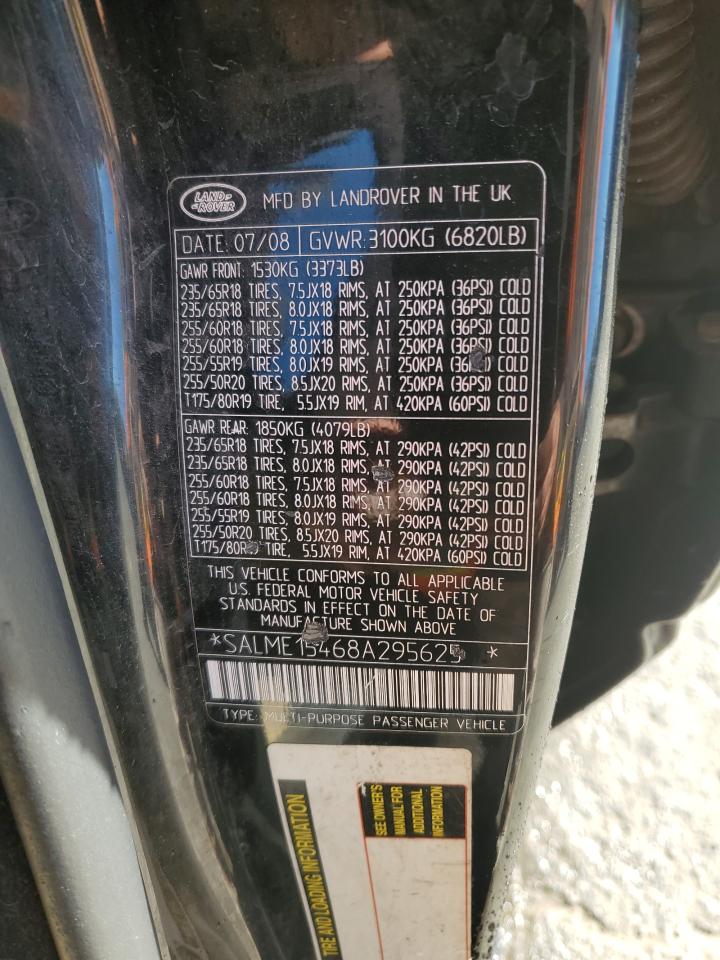 2008 Land Rover Range Rover Hse VIN: SALME15468A295625 Lot: 85745515