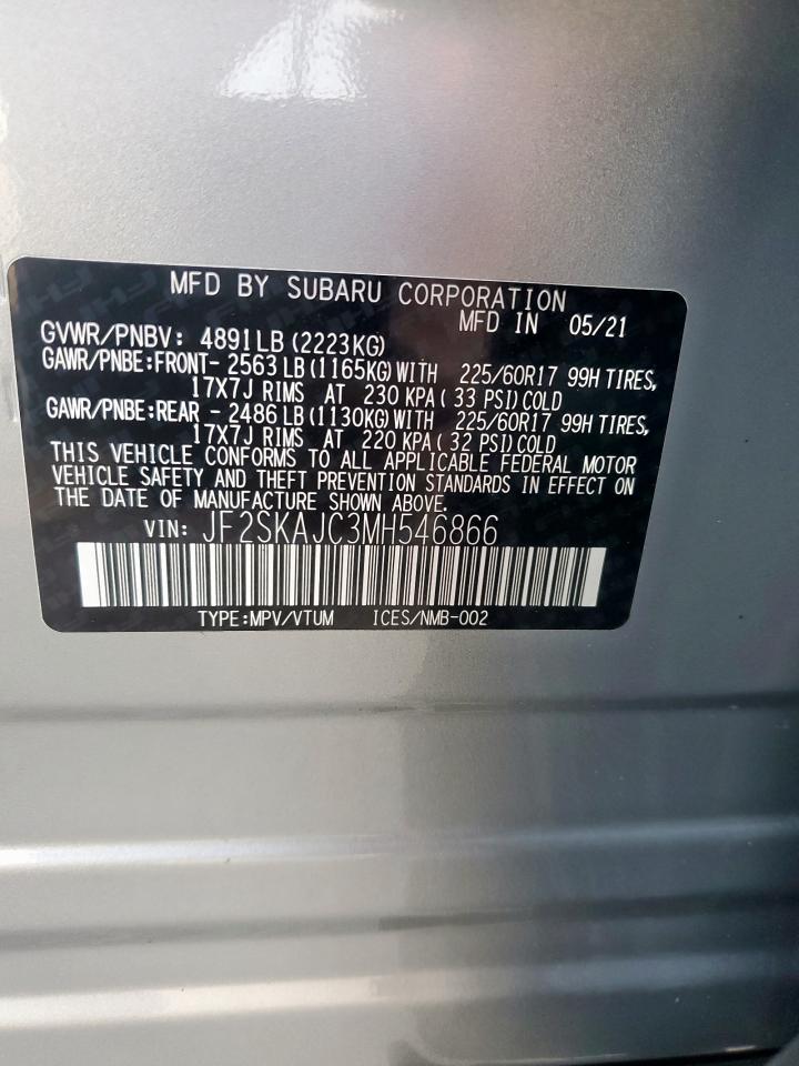 2021 Subaru Forester Premium VIN: JF2SKAJC3MH546866 Lot: 85309145