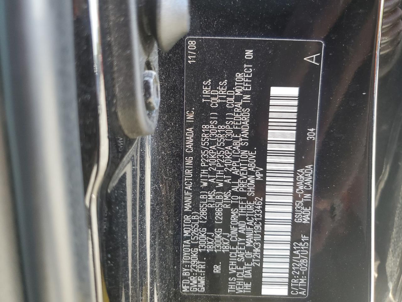 2009 Lexus Rx 350 VIN: 2T2HK31U19C133462 Lot: 86284845