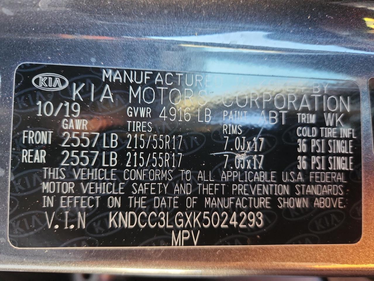 2019 Kia Niro Ex VIN: KNDCC3LGXK5024293 Lot: 82699365