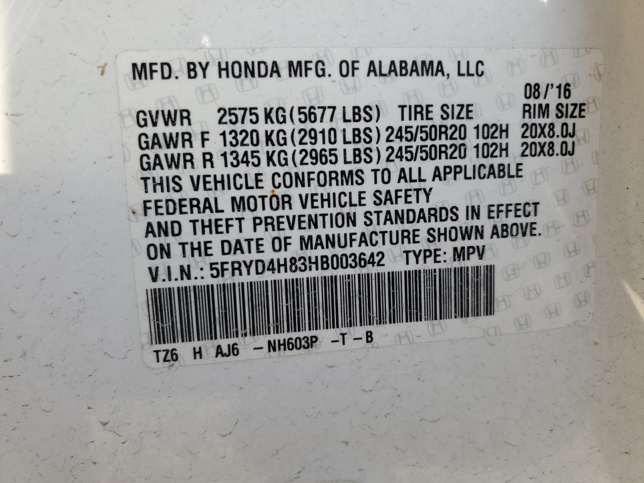 2017 Acura Mdx Advance VIN: 5FRYD4H83HB003642 Lot: 86778365