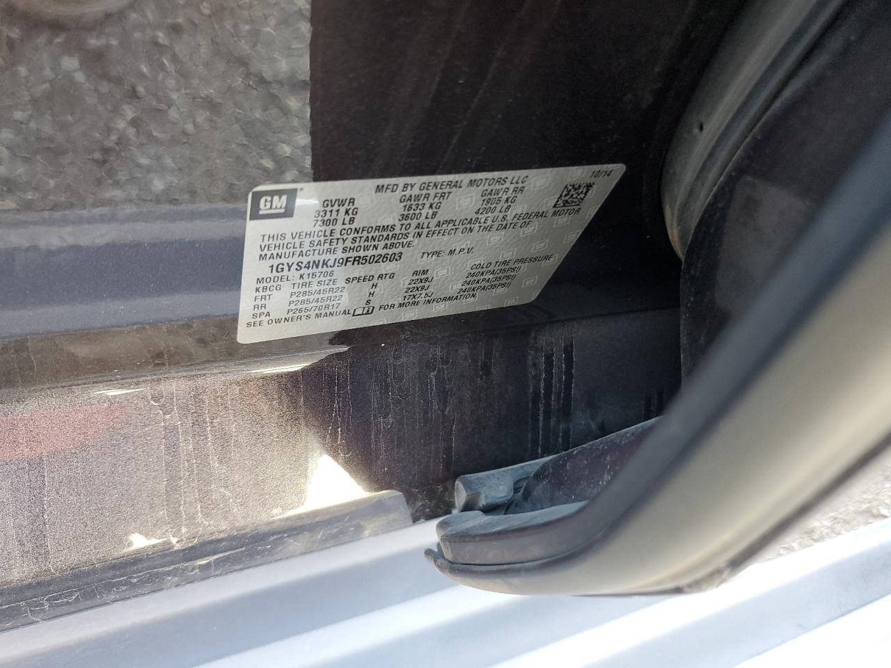 2015 Cadillac Escalade Premium VIN: 1GYS4NKJ9FR502603 Lot: 82506135