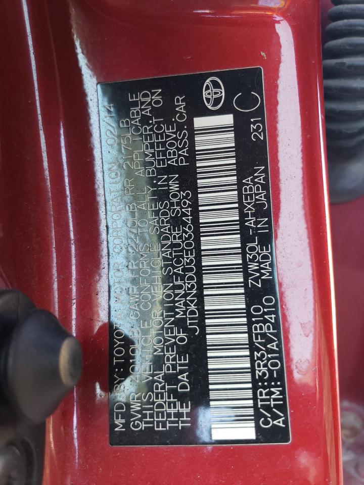 2014 Toyota Prius VIN: JTDKN3DU3E0364493 Lot: 82758435