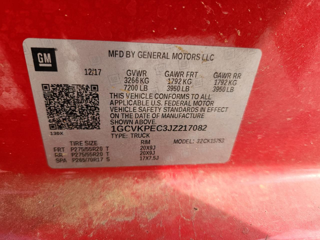 2018 Chevrolet Silverado K1500 Custom VIN: 1GCVKPEC3JZ217082 Lot: 84786065