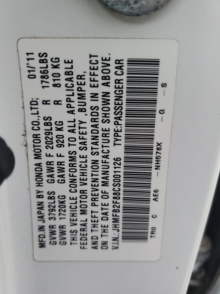 2012 Honda Civic Ex VIN: JHMFB2F88CS001126 Lot: 85646045