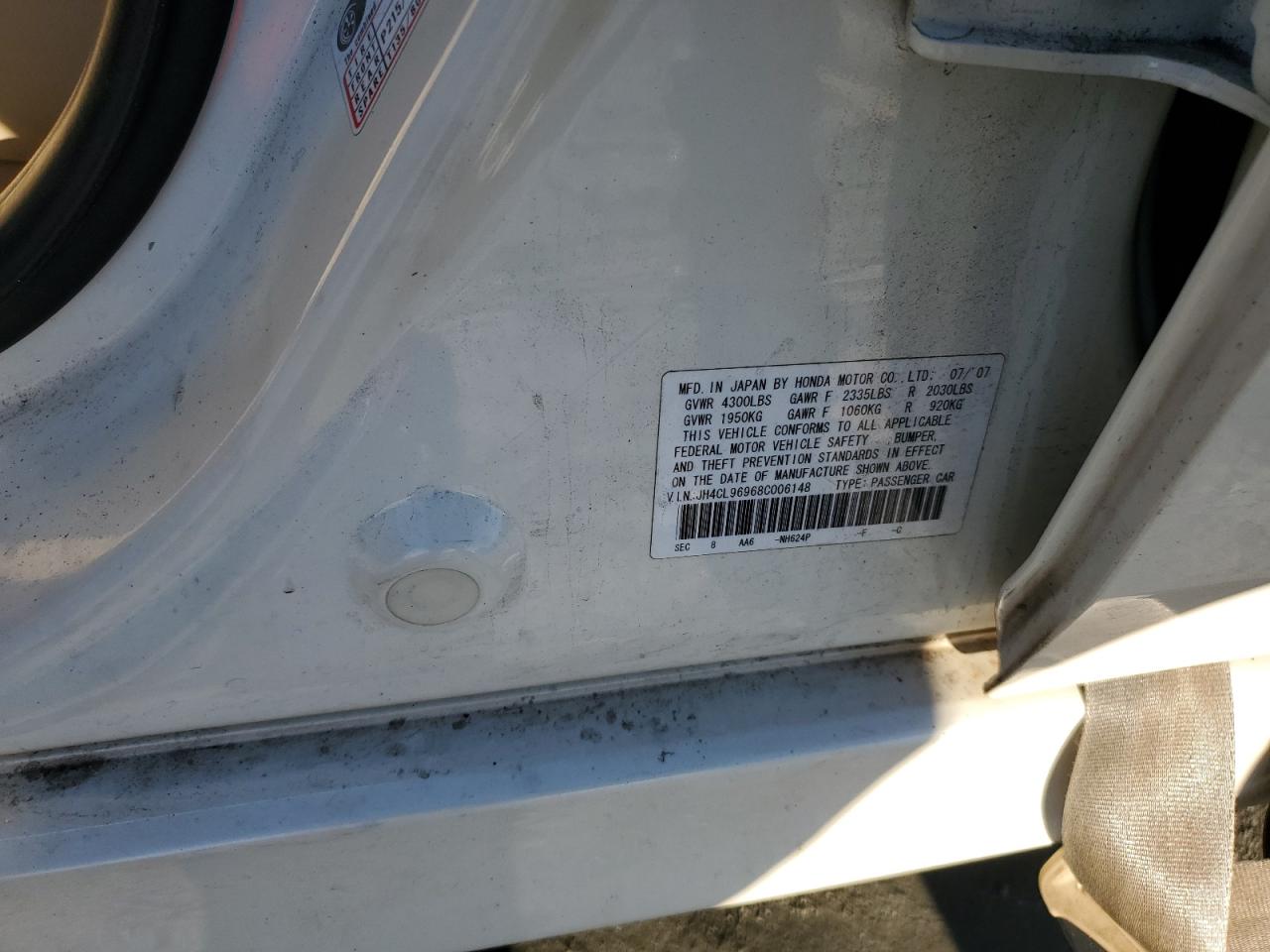 2008 Acura Tsx VIN: JH4CL96968C006148 Lot: 90069185