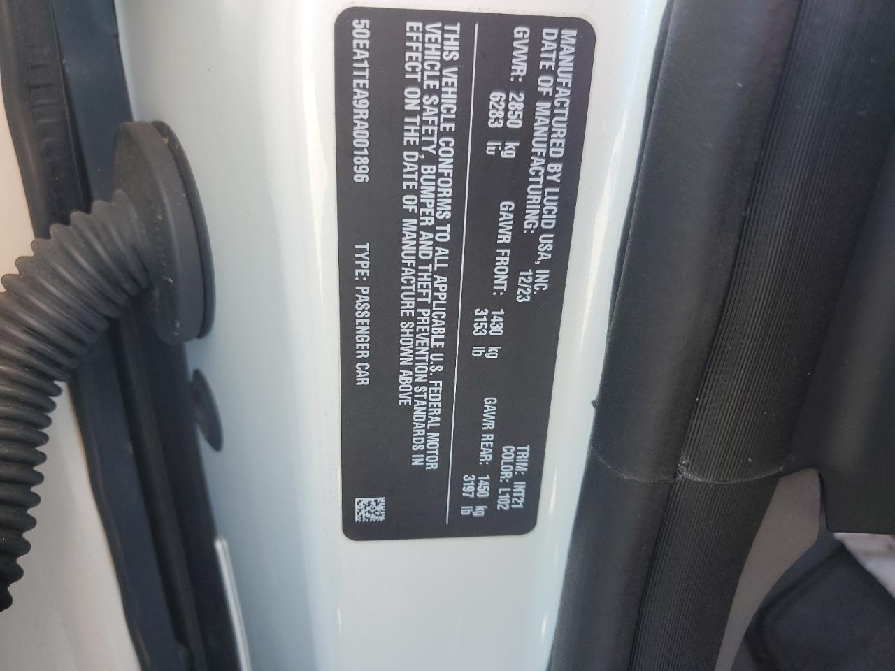 2024 Lucid Motors Air Touring VIN: 50EA1TEA9RA001896 Lot: 86504035